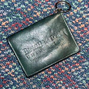 Binghamton University Green Genuine Leather ID Holder with keyring